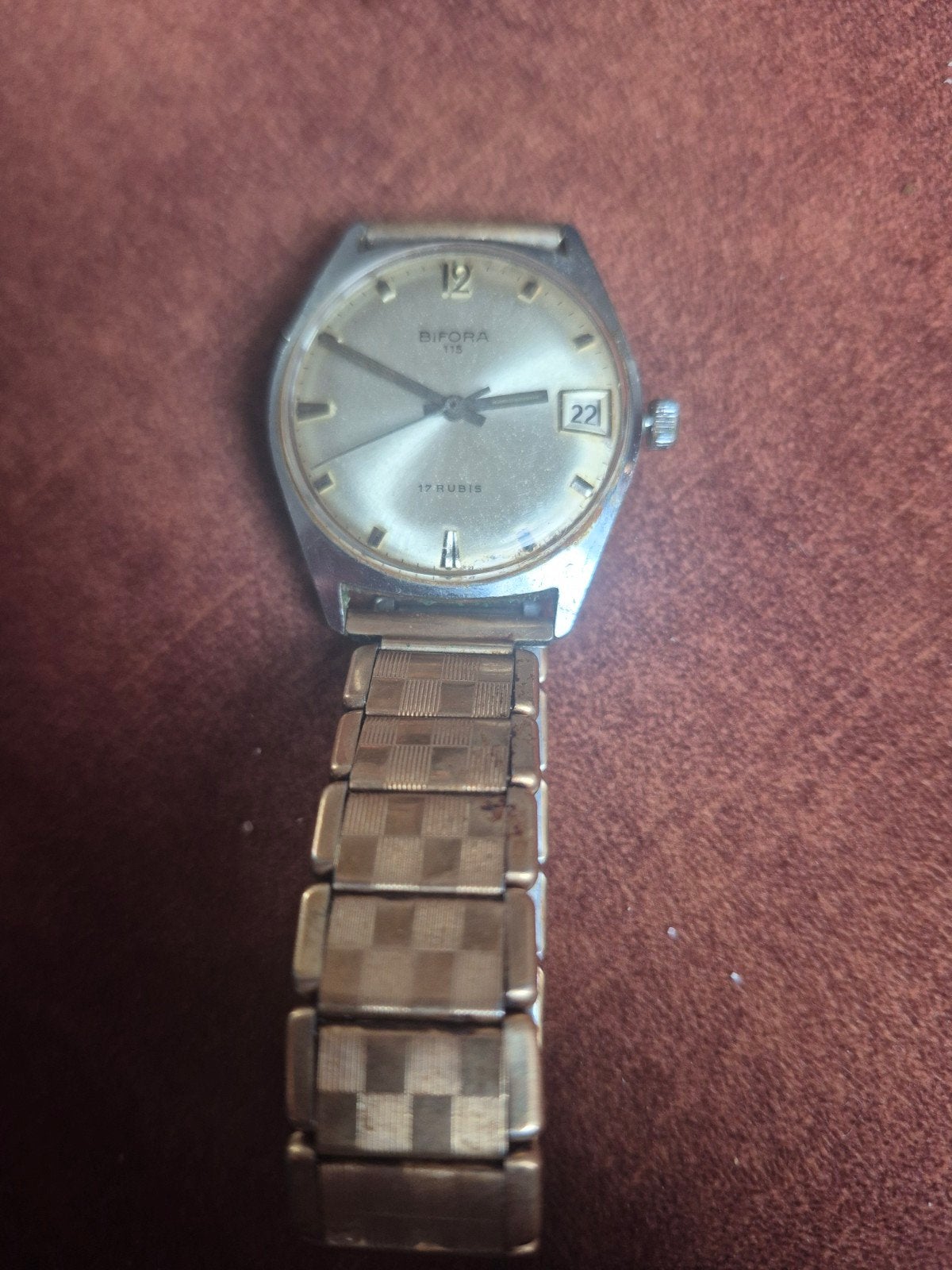 Vintage Bifora 115 Horloge - 17 Rubis met Datum, Ophalen of Verzenden