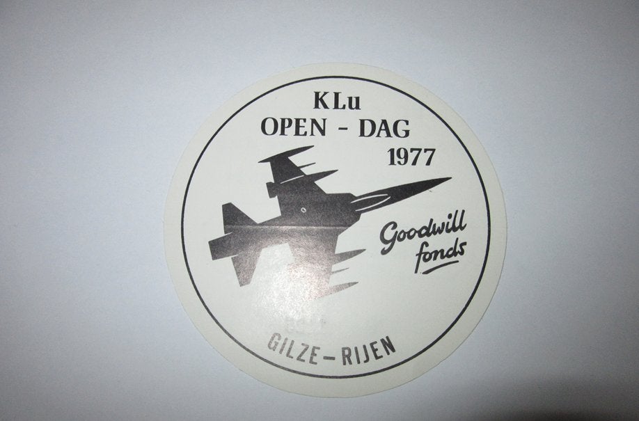 Klu open dag 1977 Gilze-Rijen sticker, Verzenden, Luchtmacht, Nederland, Overige typen