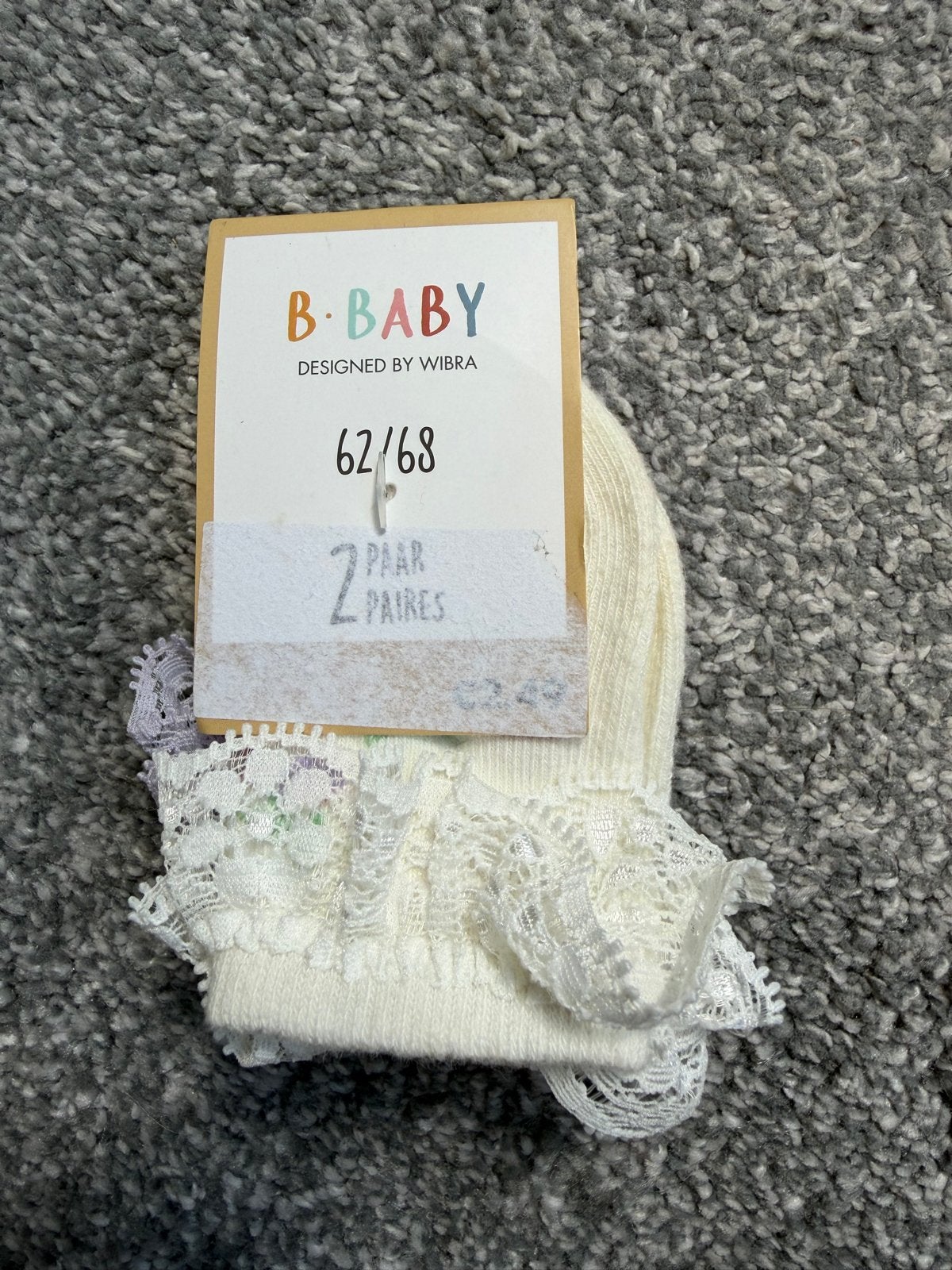 Nieuwe B.BABY sokjes met kant, maat 62/68 (2 paar), Ophalen of Verzenden, Nieuw, Meisje, Sokjes