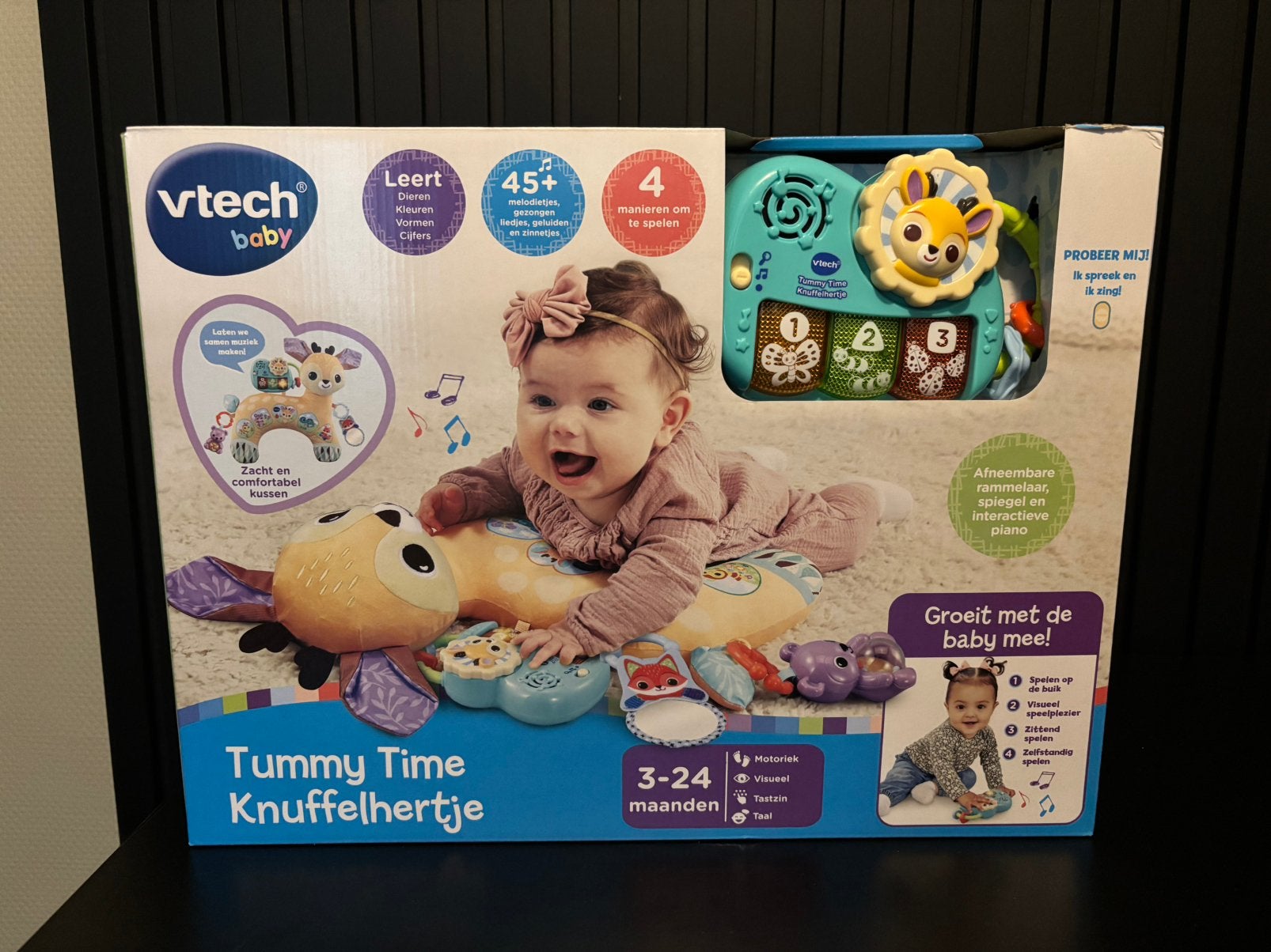 VTech Baby Tummy Time Knuffelhertje, Kinderen en Baby's, Speelgoed | Babyspeelgoed, Ophalen of Verzenden, Zo goed als nieuw