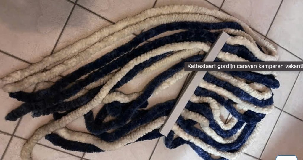 Kattestaart gordijn caravan kamperen vakantie, Ophalen of Verzenden, Gebruikt
