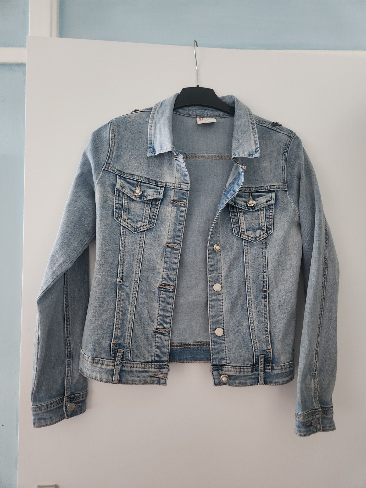 ZAC & ZOE Paris spijkerjack met borduursel en strass ophalen, Ophalen, Blauw, Zo goed als nieuw, Maat 36 (S)