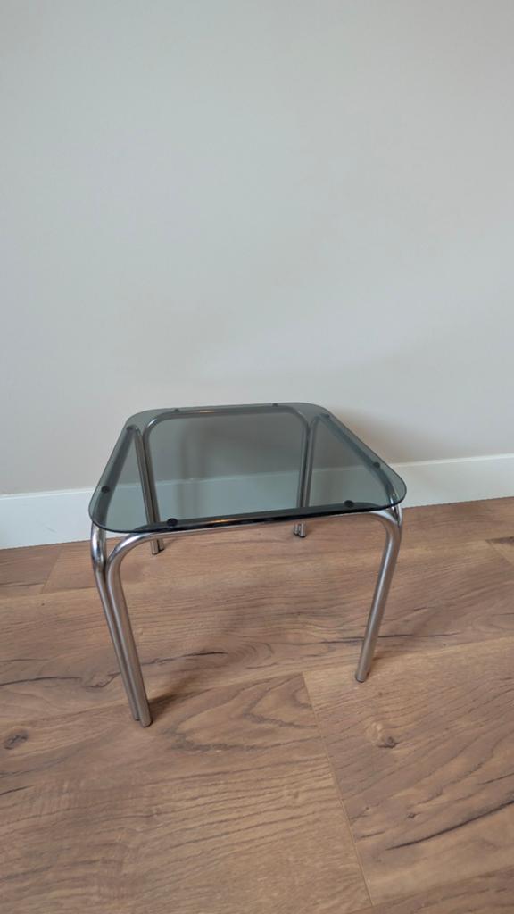 vintage chromen bijzettafel in Bauhaus / mid-century stijl, Ophalen of Verzenden