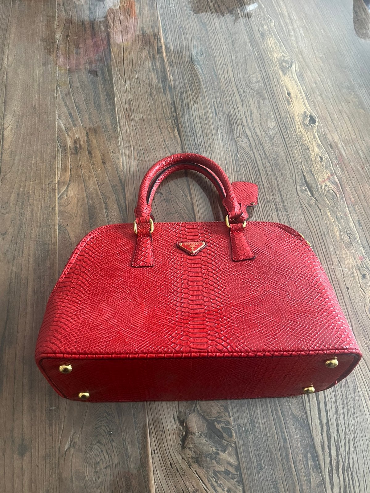 Prada rode tas als nieuw groot model, Ophalen of Verzenden, Zo goed als nieuw, Rood, Handtas