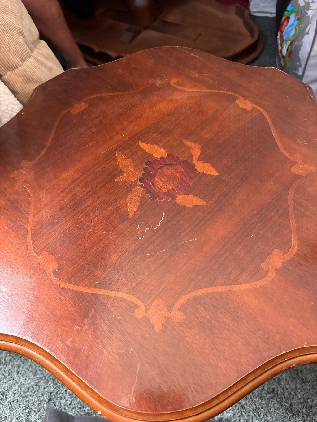 Antieke bijzettafel met bloemeninleg, Antiek en Kunst, Ophalen