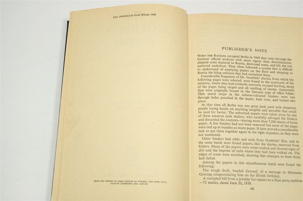 The Goebbels Diaries — 1e Druk 1948, Dik Boek, Ophalen of Verzenden, Gelezen, Europa