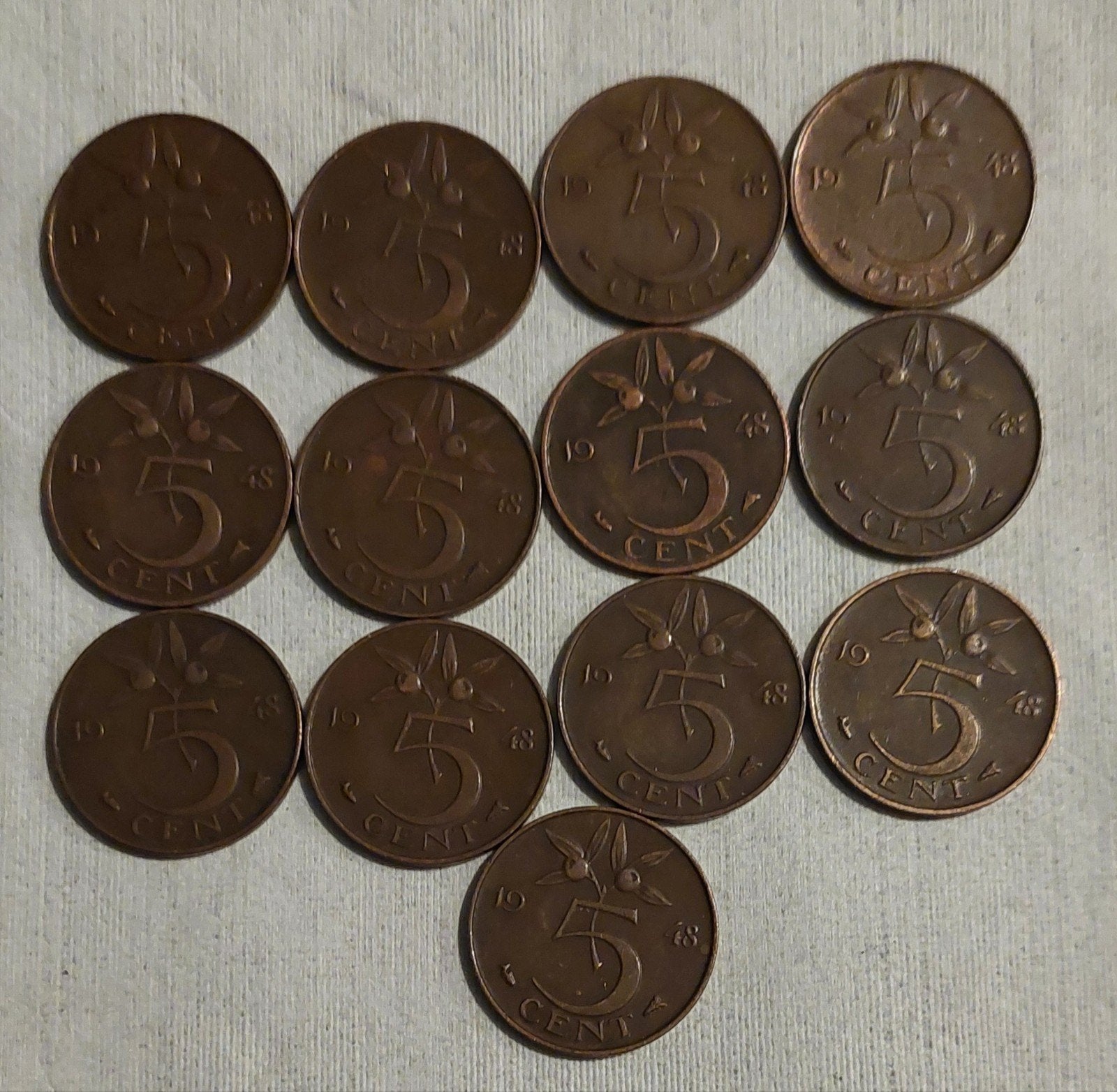 13 Stuivers 1948 met Wilhelmina - Nederlandse Munten, Ophalen of Verzenden, Koningin Wilhelmina, 5 cent, Setje