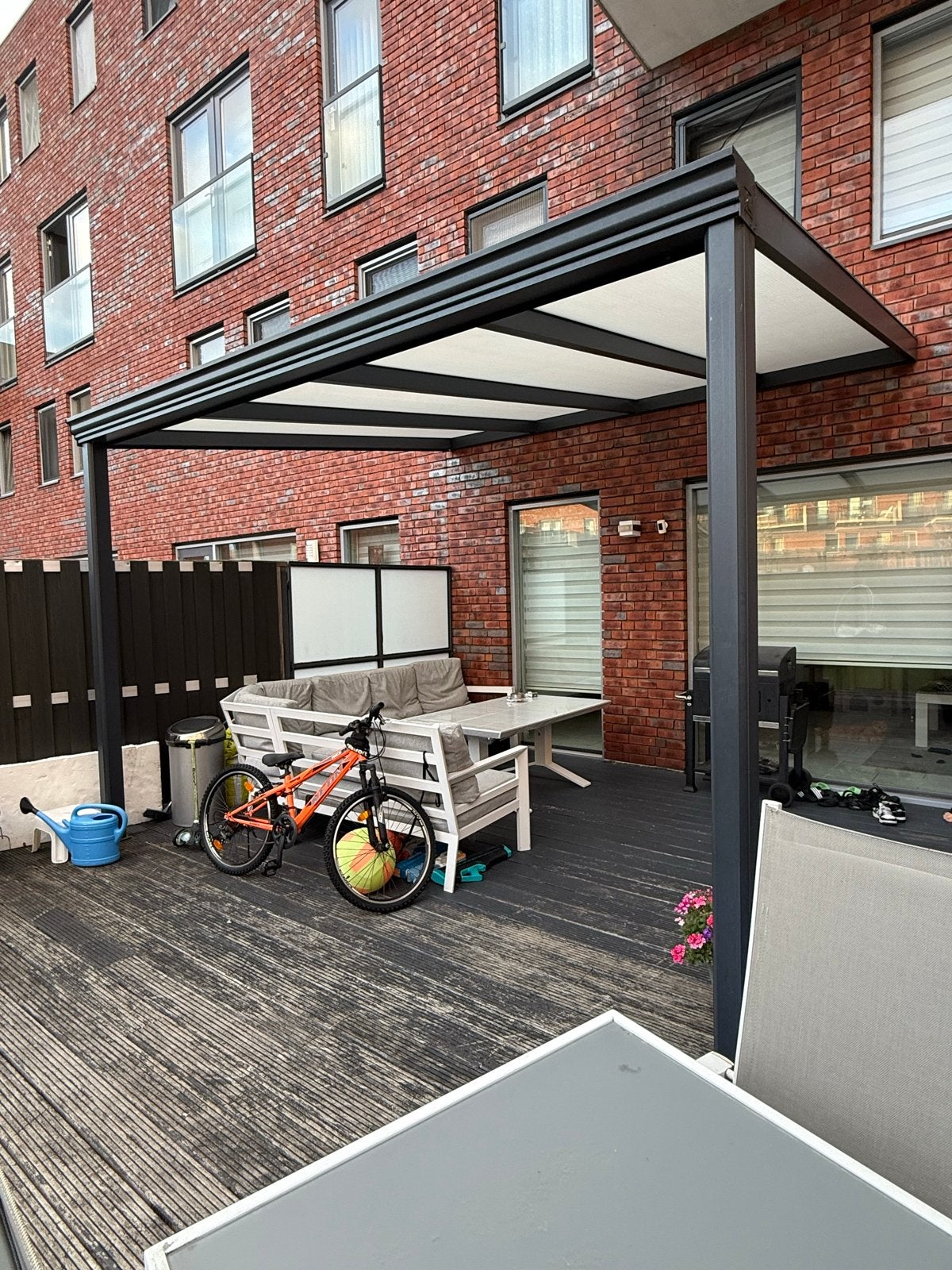 Klassieke veranda / overkapping mat antraciet 4,06 x 3,5 m, Tuin en Terras, Overkappingen, Ophalen, Nieuw, Veranda
