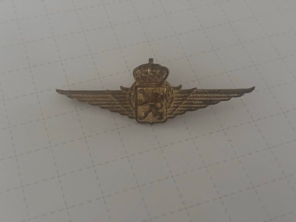 WO2 Belgische Luchtmacht Vlieger Insigne - Origineel, Ophalen of Verzenden, Luchtmacht, Overige gebieden, Lintje, Medaille of Wings