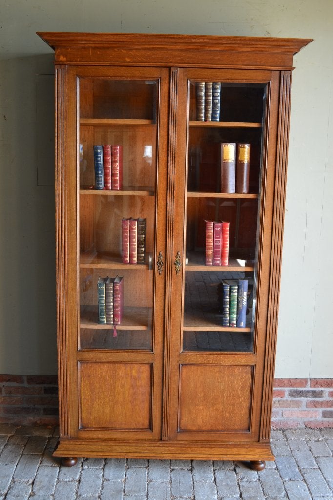 Prachtige antieke eiken houten Art Deco boekenkast, vitrine, Verzenden
