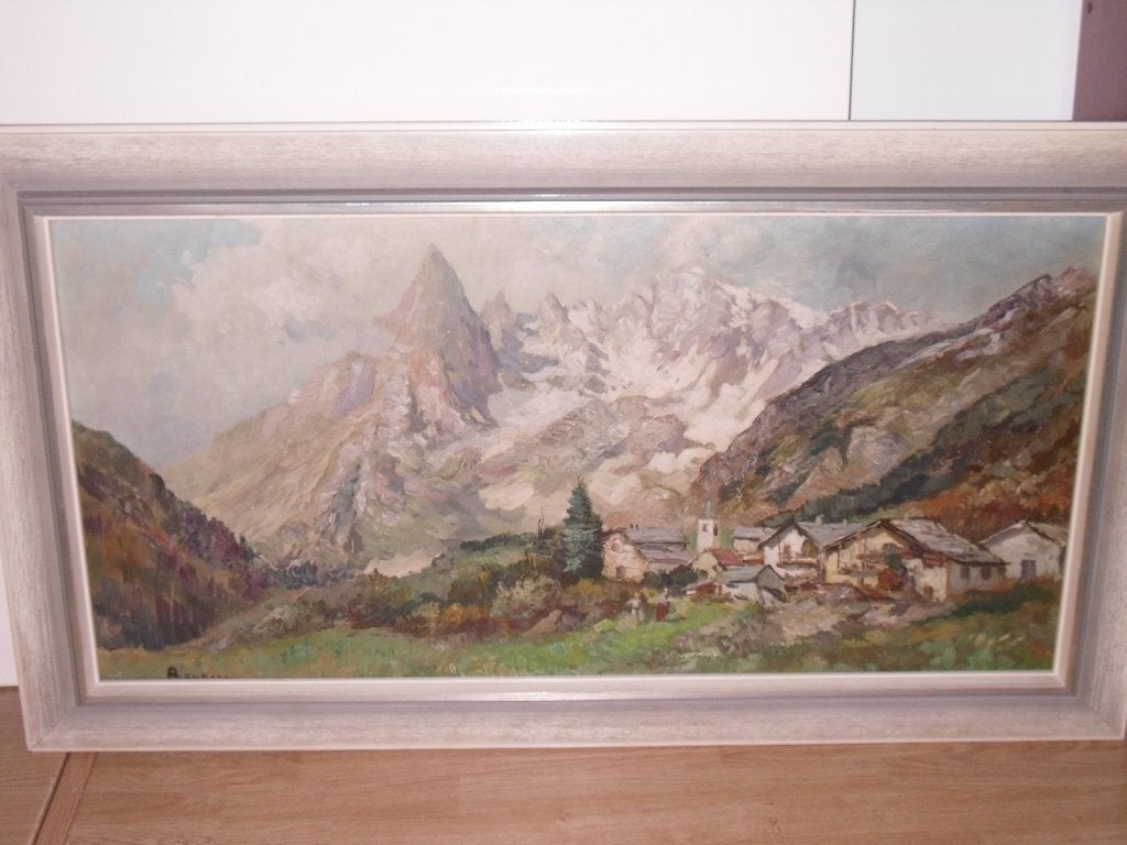 Mooie schilderij 40x80 met signatuur, Doek, Ophalen of Verzenden, Olieverf, Origineel werk
