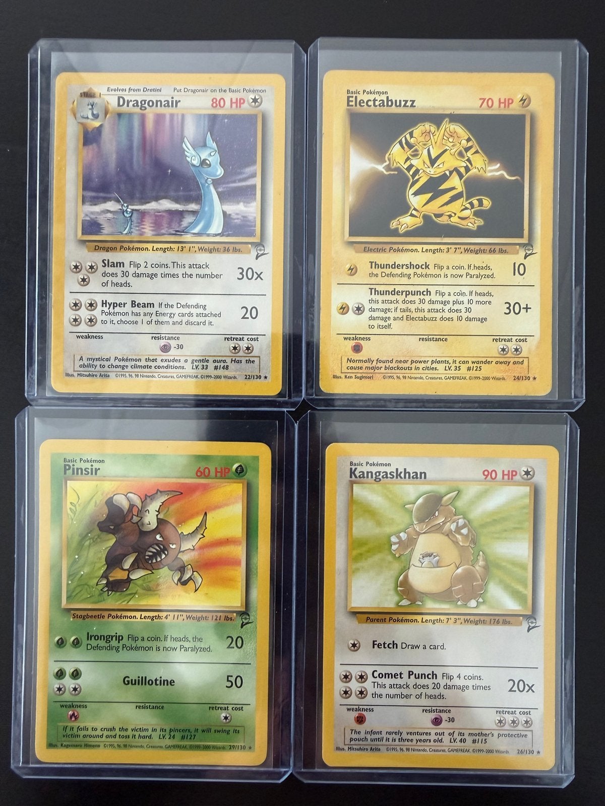 Pokémon Kaarten: Dragonair, Electabuzz, Pinsir, Kangaskhan, Ophalen of Verzenden, Gebruikt, Meerdere kaarten
