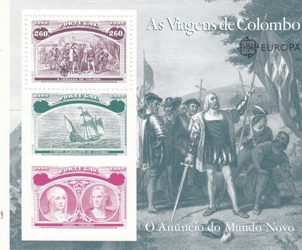 PORTUGAL Postzegelvelletje Columbus ontdek Amerika'', Ophalen of Verzenden, Portugal