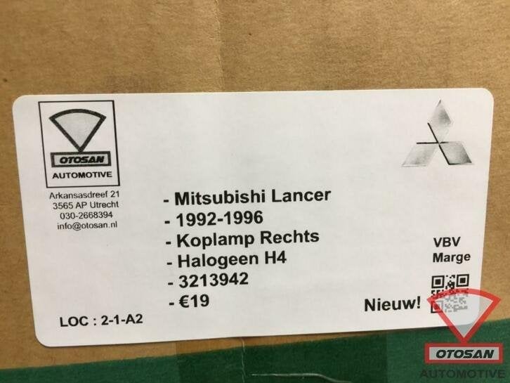 mitsubishi lancer 1992 1996 koplamp rechts h4 halogeen nieuw, Info@mitsubishi-motors.com, Nieuw, Mitsubishi Motors Corporation