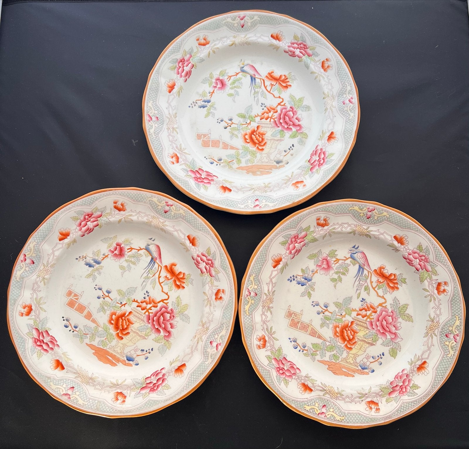 Set van 3 antieke Chinese Rose Medallion borden, Antiek en Kunst, Antiek | Servies los, Ophalen