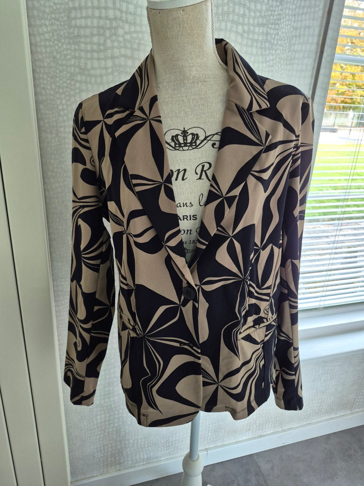 Zoso Blazer Suzan Beige Zwart Maat XL, Kleding | Dames, Beige, Maat 46/48 (XL) of groter, Ophalen of Verzenden, Zo goed als nieuw