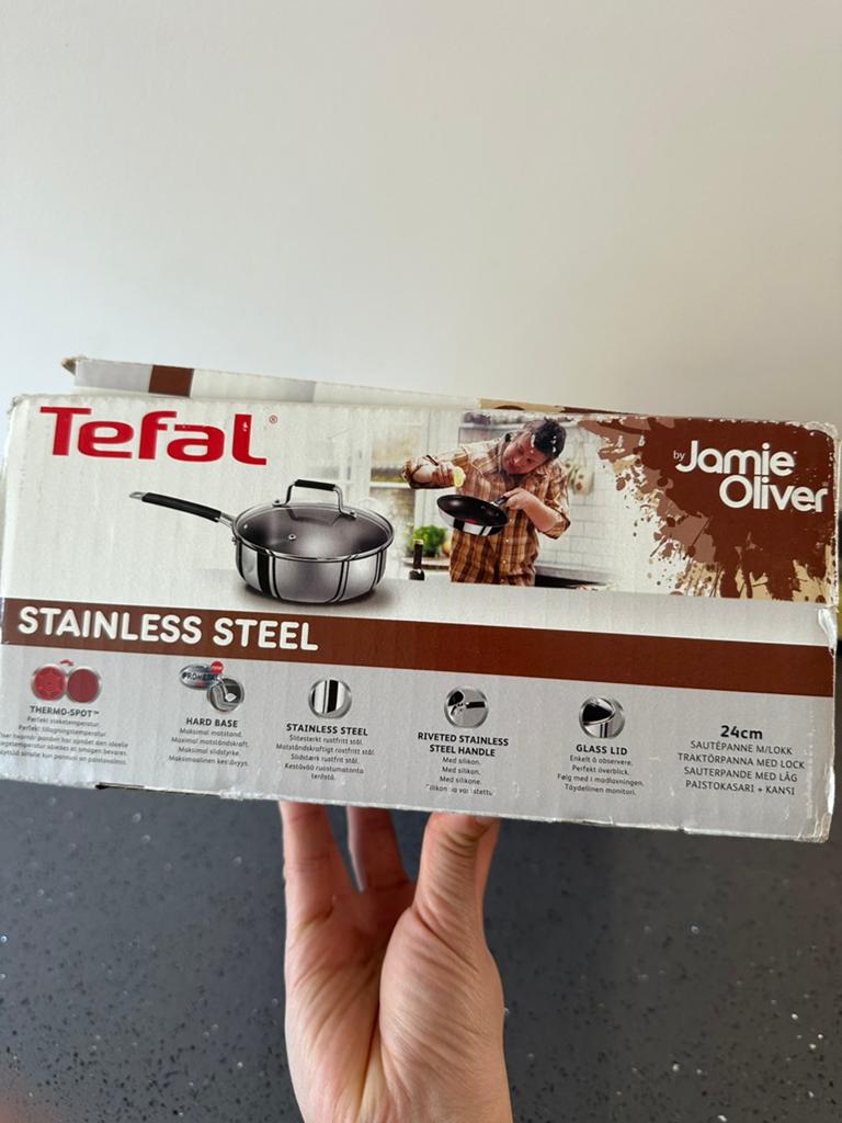 Tefal Jamie Oliver Stainless Steel Hapjespan - 24 cm, Huis en Inrichting, Keuken | Potten en Pannen, Ophalen of Verzenden, Zo goed als nieuw