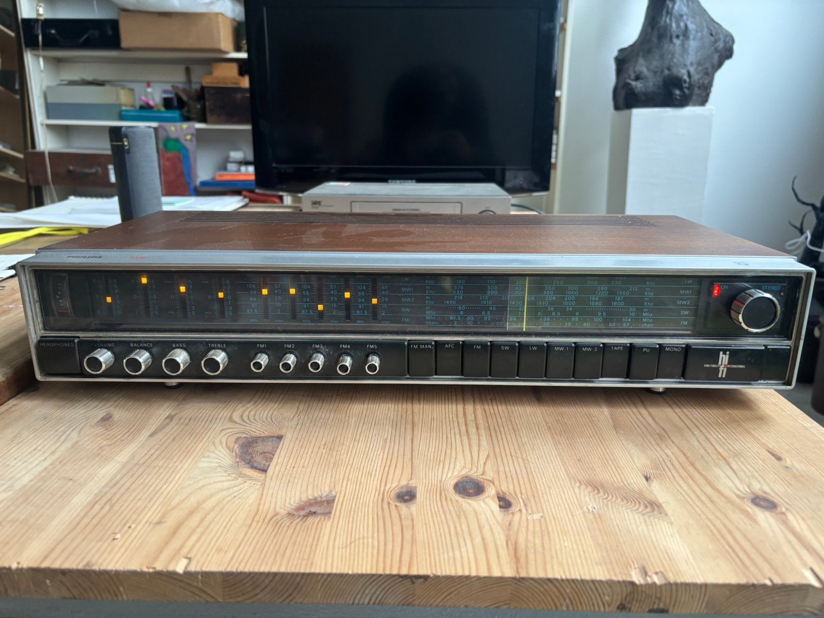 Philips 22RH712 Vintage Stereo Versterker / Receiver, Ophalen, Gebruikt