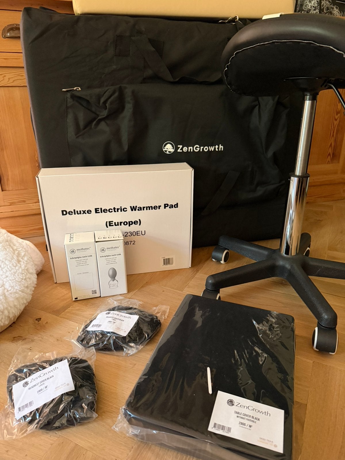 Complete set massagetafel cupping, Ophalen, Zo goed als nieuw, Massagetafel