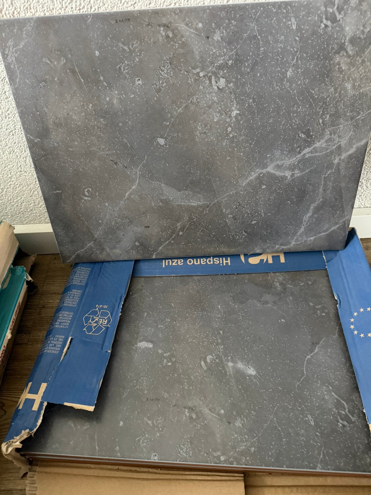 4 tegels 33x45 cm grijs marmer look, Ophalen, Overige materialen, 40 tot 60 cm, Overige typen