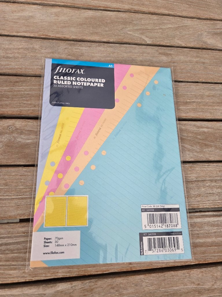Filofax Classic Coloured Ruled Notepaper A5-organizers, Ophalen of Verzenden, Nieuw