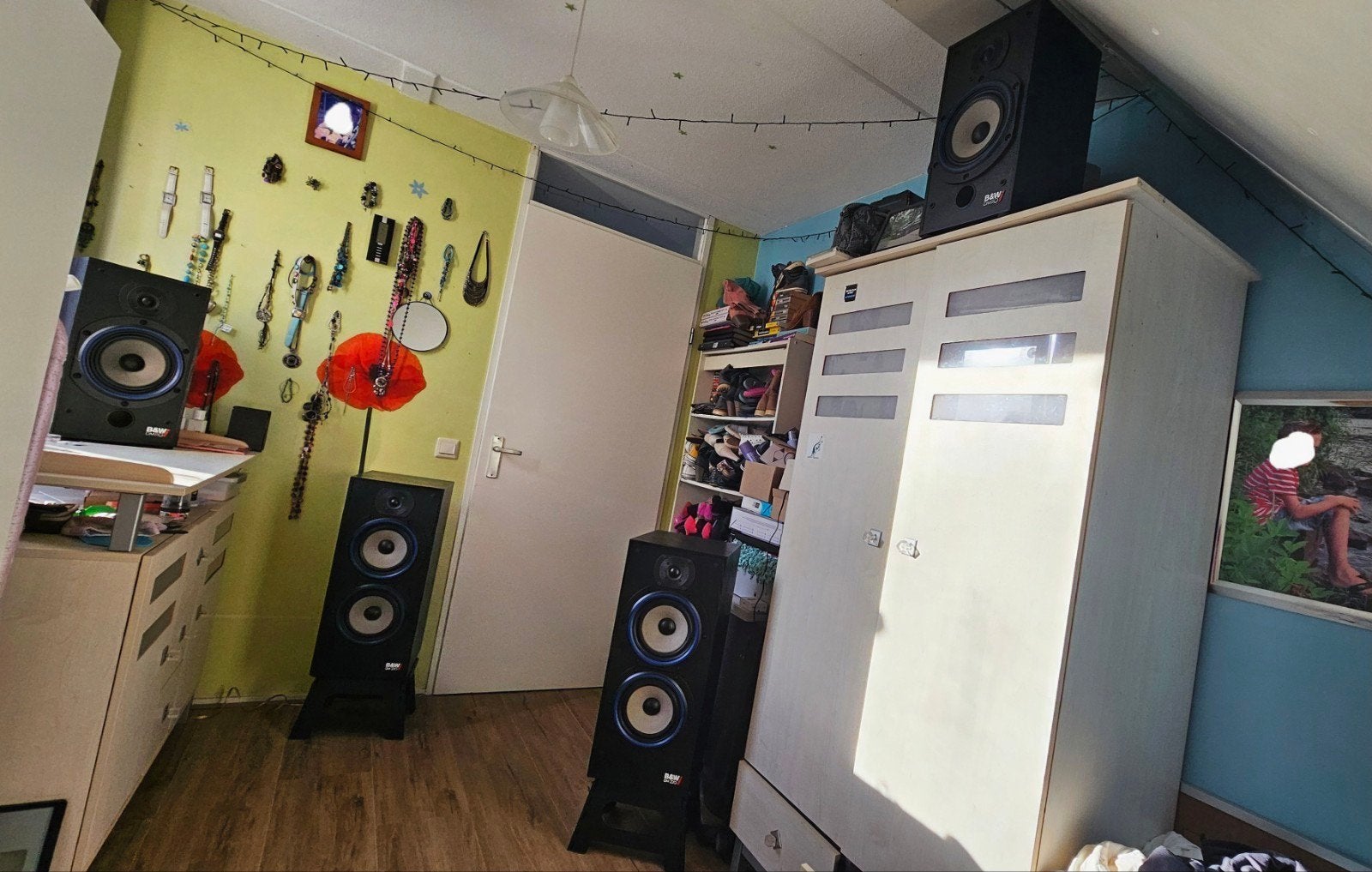 Een mooie set B&W dm110i's en dm220i's., Audio, Tv en Foto, Luidsprekers, Gebruikt, 120 watt of meer, Front, Rear of Stereo speakers