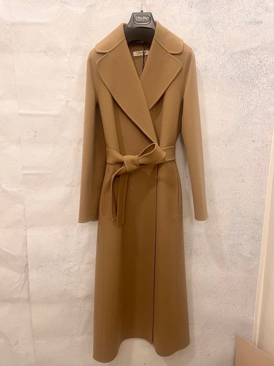 Max Mara Wool Broadcloth Robe Coat Camel EU 36, Ophalen of Verzenden, Nieuw, Maat 36 (S), Bruin