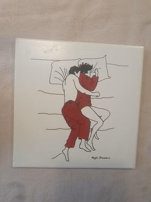 Wandbord tegel Marja Bezemer lepeltje lepeltje, Antiek en Kunst, Ophalen