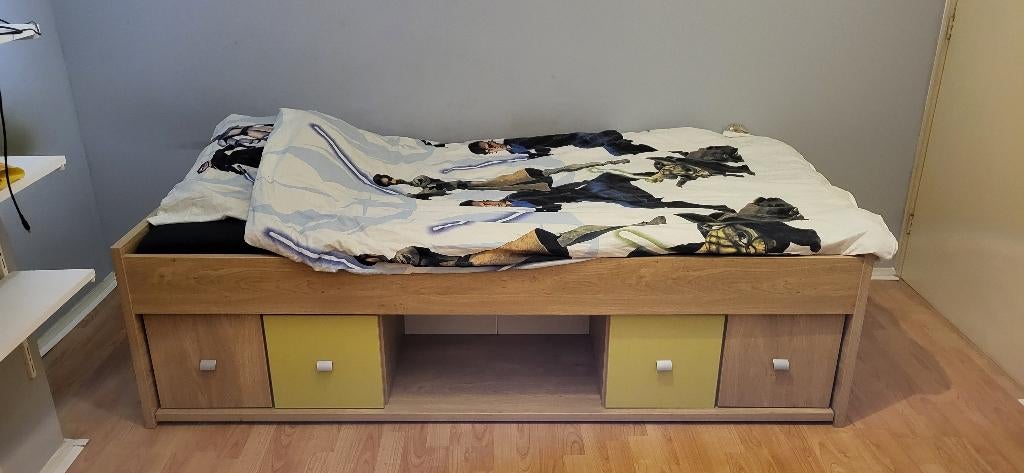 Tienerbed met passend bureau Trendhopper, Huis en Inrichting, Slaapkamer | Bedden, Ophalen, Gebruikt, 90 cm, Eenpersoons