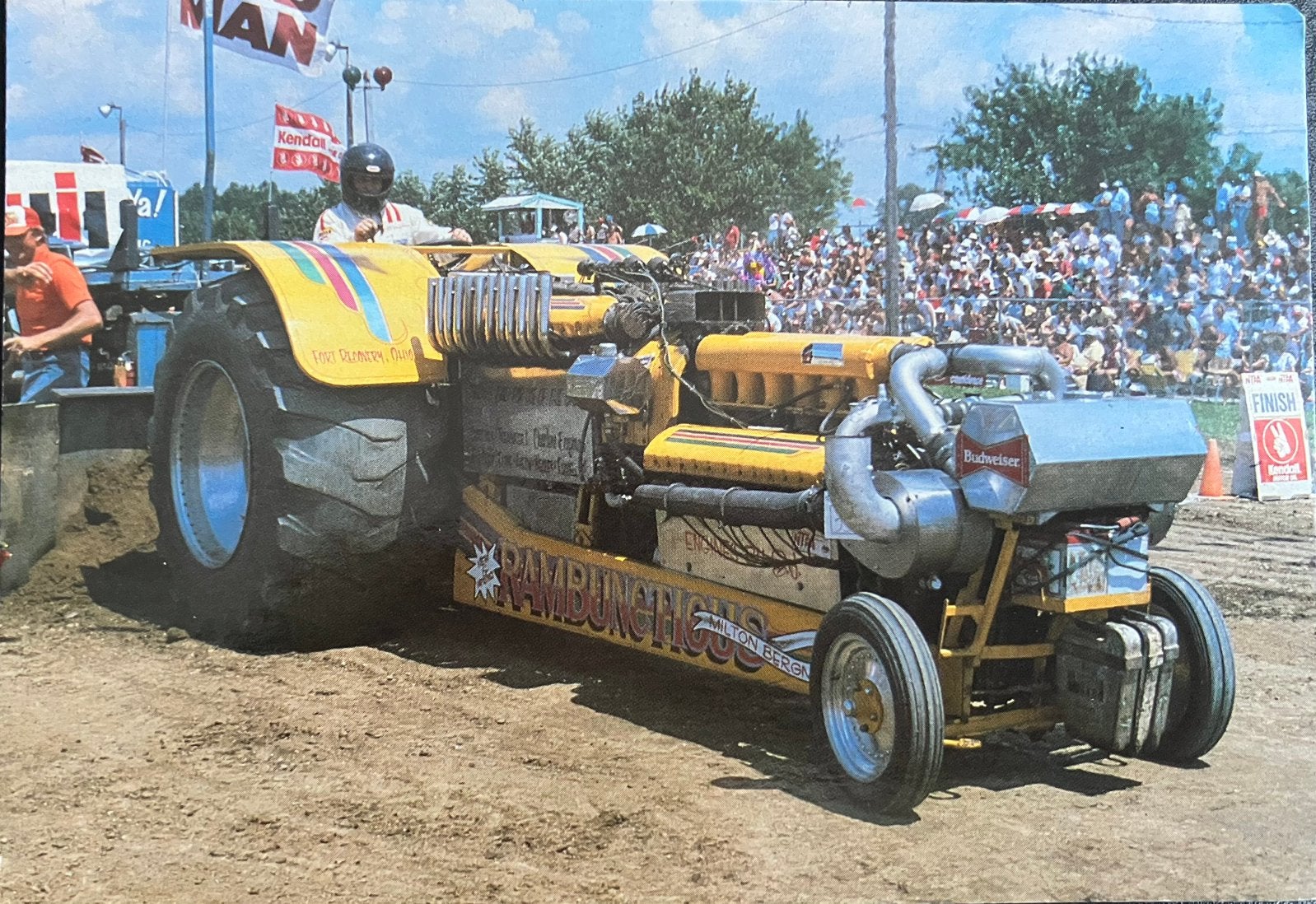 Ansichtkaart Tractorpulling   geel, Ophalen of Verzenden, 1980 tot heden, Ongelopen, Voertuig