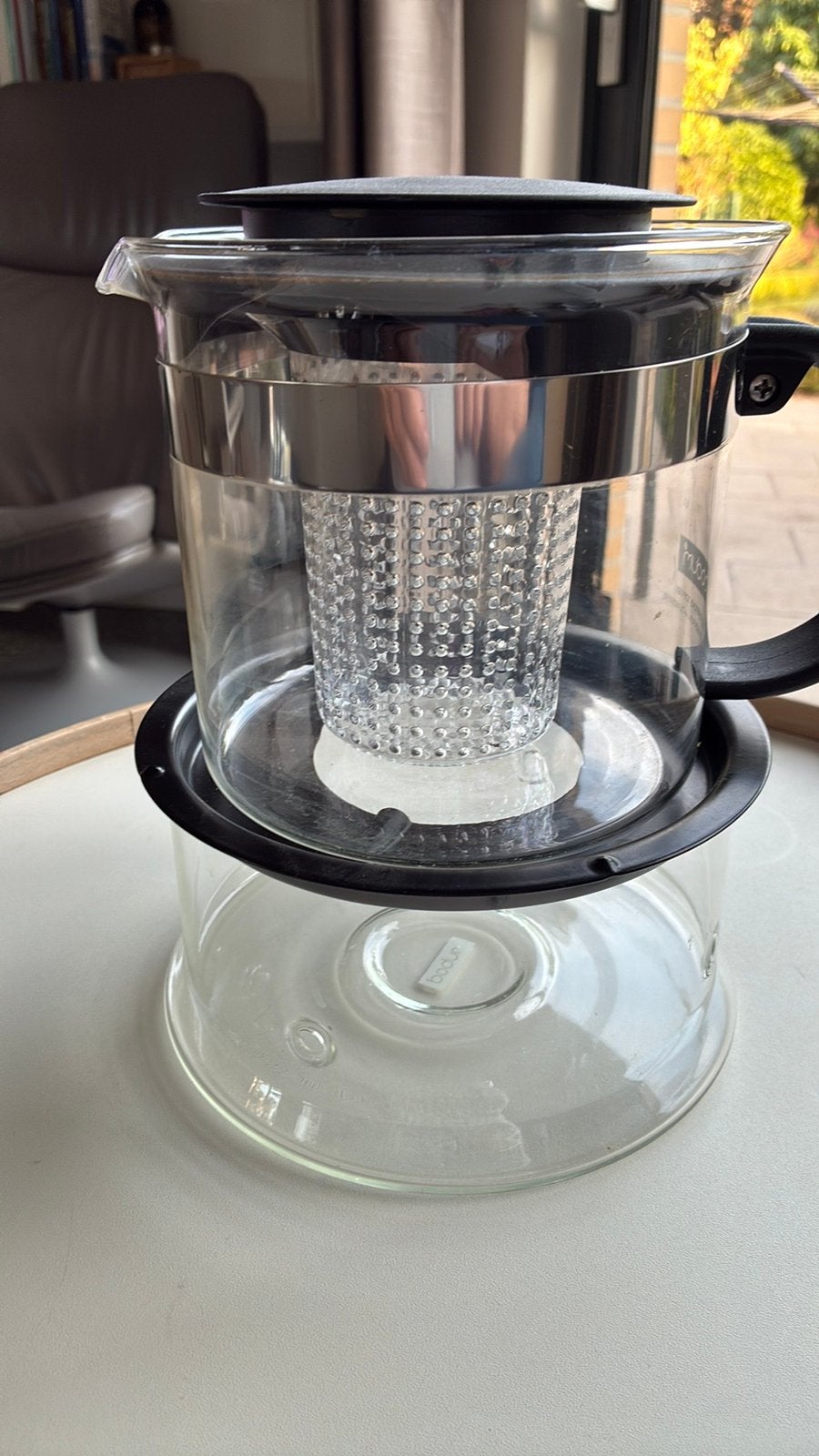 Te koop glazen theepot met rechaud, Ophalen, Overige merken, Theepot, Modern