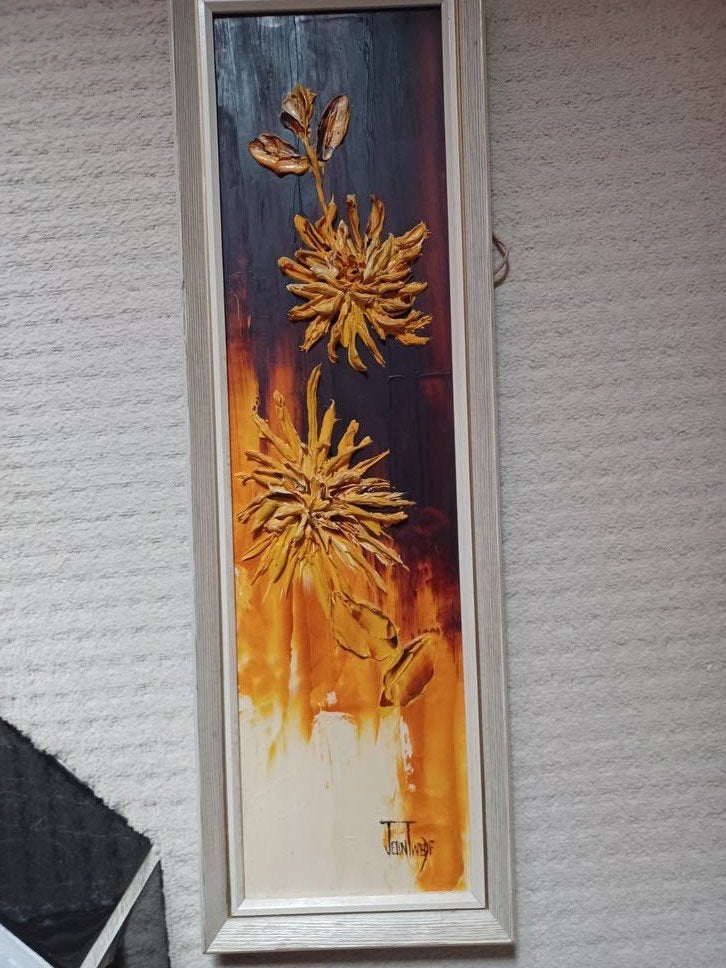 Jean Twede Schilderij   Abstracte Bloemen, Antiek en Kunst, Kunst | Schilderijen | Klassiek, Bloemen, Ophalen of Verzenden, Abstract