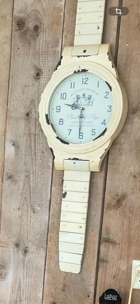 Grote wandklok in de vorm van een horloge, vintage stijl, Ophalen