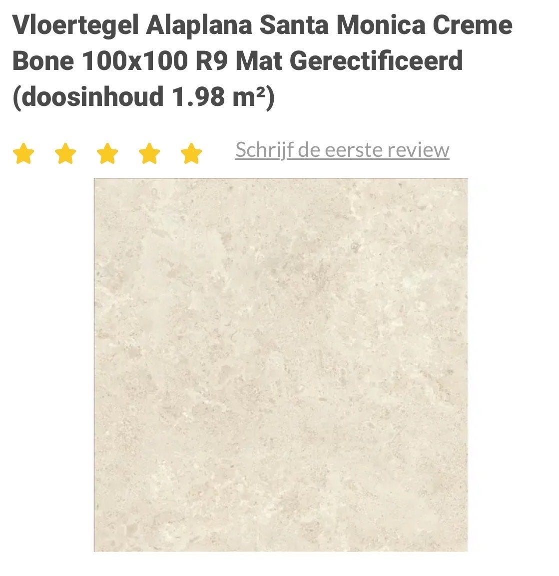 Alaplana Santa Monica Creme Bone Vloertegels 100x100 R9 Mat, Ophalen, 60 cm of meer, Nieuw, 10 m² of meer