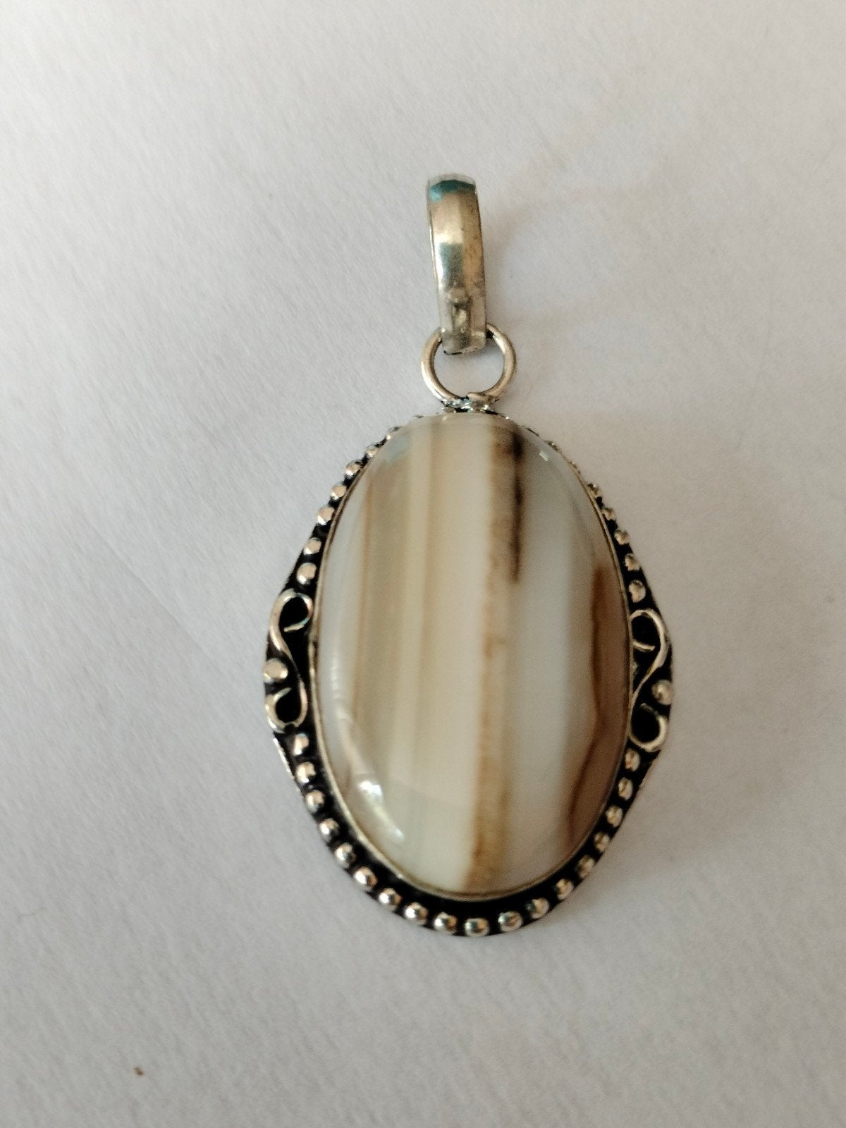 Zilveren hanger met Botswana agaat, Verzenden, Nieuw, Met edelsteen, Zilver