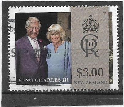 Nieuw Zeeland 2023 King Charles III $3.00, Verzenden, Gestempeld