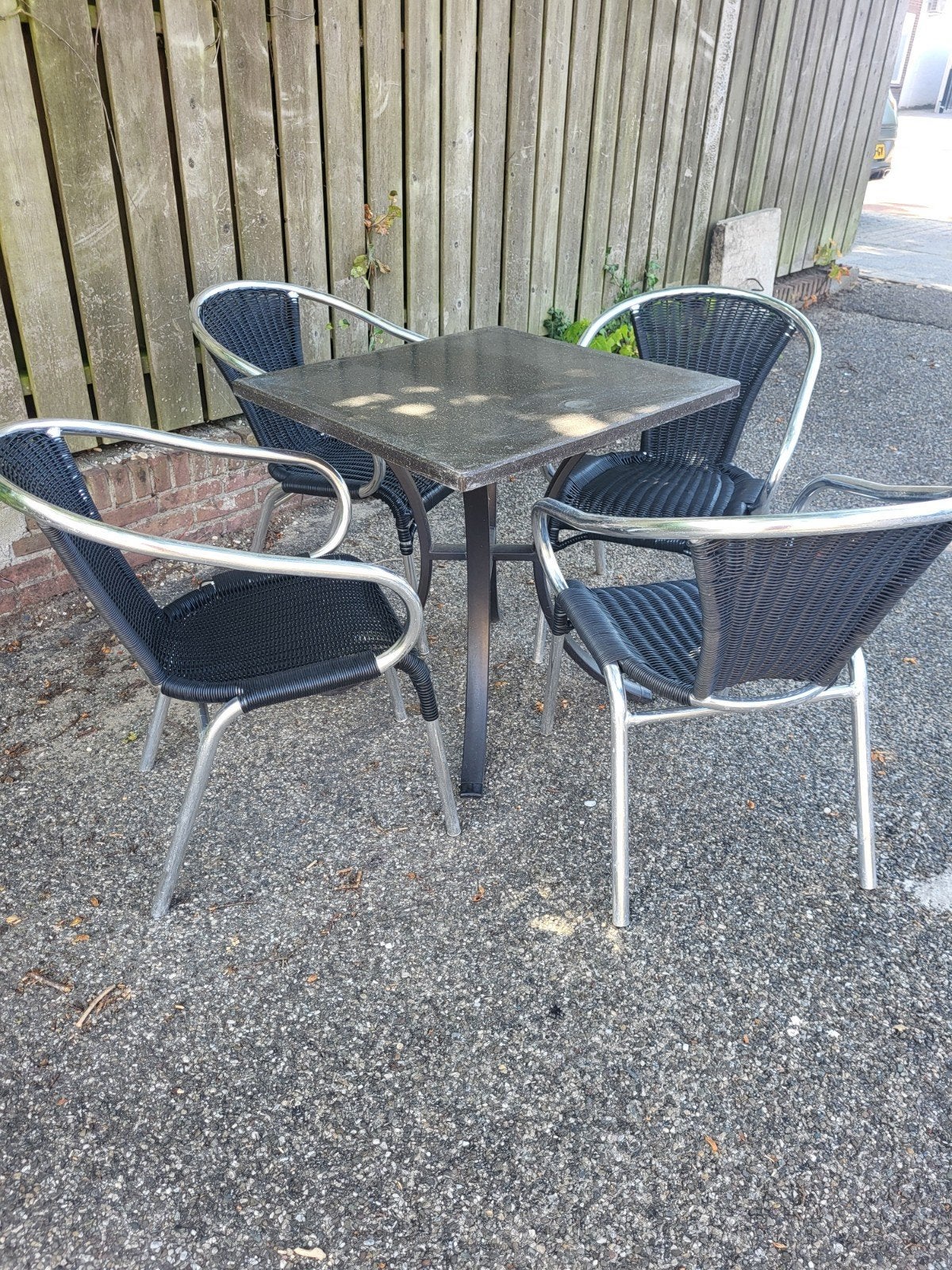 BISTROTAFELS + STOELEN, Tuin en Terras, Tuinsets en Loungesets, Ophalen, Gebruikt