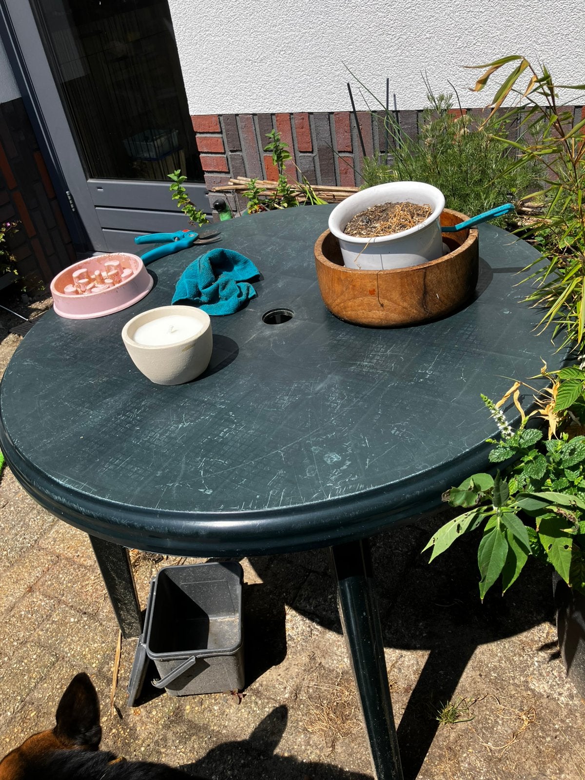 Tuintafel rond, Ophalen, Gebruikt, Rond, Kunststof