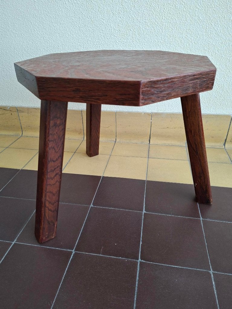 vintage eiken salontafel tafeltje brutalist design jaren 70, Minder dan 50 cm, Gebruikt, Eikenhout, Ophalen of Verzenden