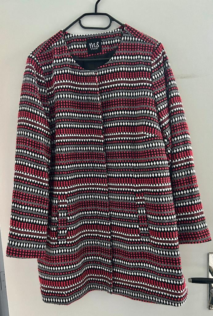 MS Mode tussen jas zwart -rood - wit maat 48, Kleding | Dames, Grote Maten, Ophalen of Verzenden, MS Mode, Rood, Jas of Mantel
