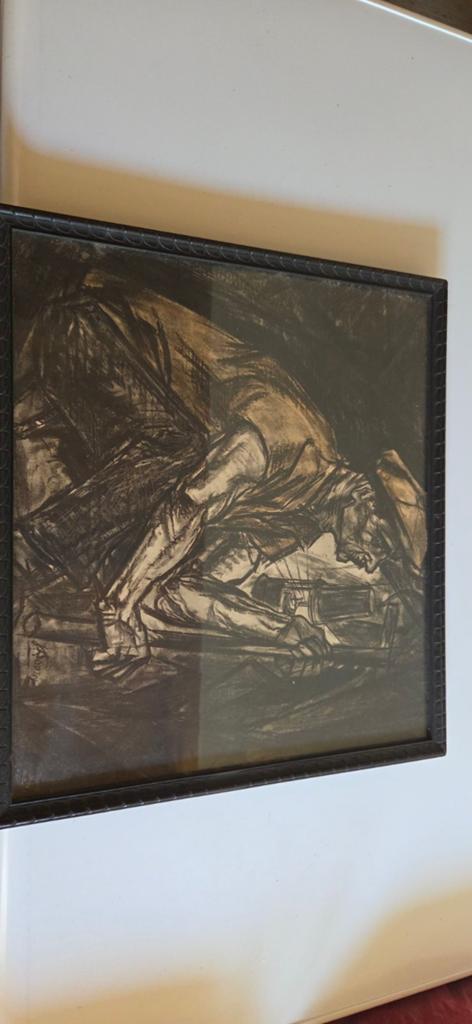 J. Toorop crayon. "De mijnwerker", Ophalen of Verzenden