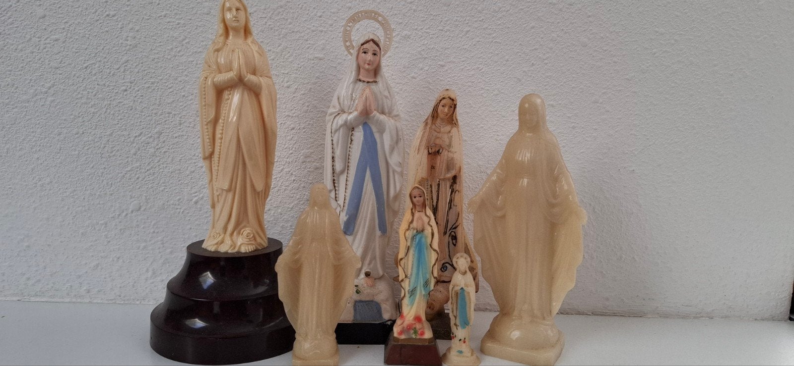 Mariabeeldjes / Brocante Frankrijk/ 7 stuks, Ophalen of Verzenden, Gebruikt, Beeld(je)