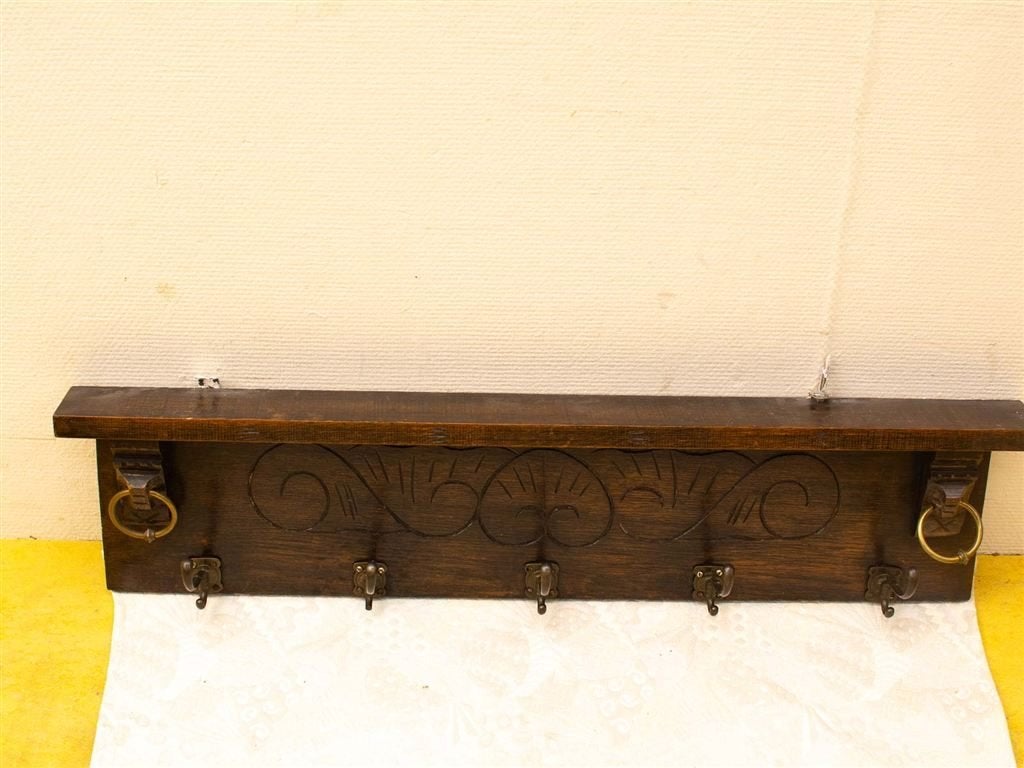 Houten kapstok met kleed 31930, Wandkapstok, Gebruikt, Ophalen of Verzenden, Minder dan 100 cm