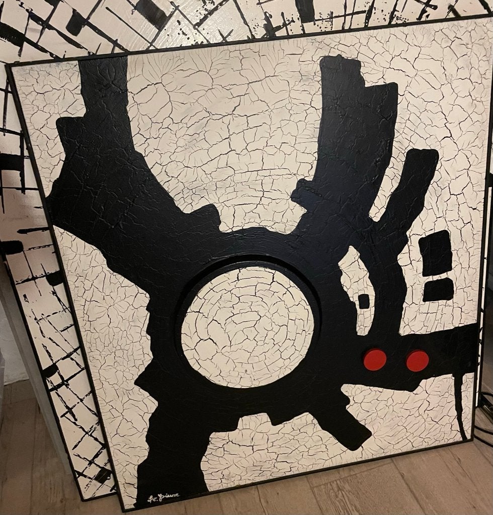 Schilderij Pierre Fritz Aken, Abstract, 80x92 cm, Antiek en Kunst, Kunst | Schilderijen | Modern, Ophalen, Abstract