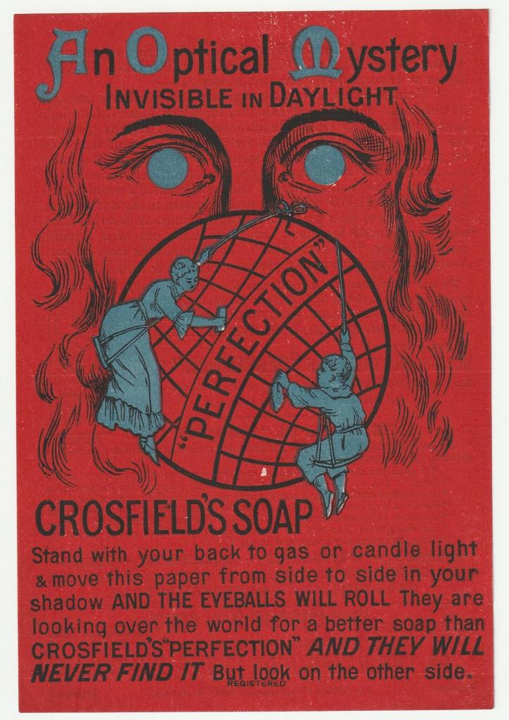 Crosfield's Soap An Optical Mystery antieke reclame flyer, Verzamelen, Gebruikt, Verzenden, Overige typen, X