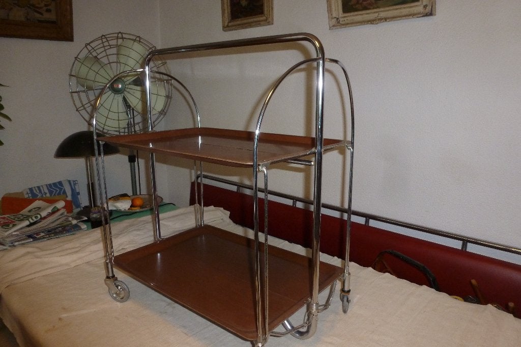 THEEWAGEN,SERVEERWAGEN,GERLINOL,fifties,sixties,vintage, Huis en Inrichting, Woonaccessoires | Overige, Vintage, Gebruikt, Beige