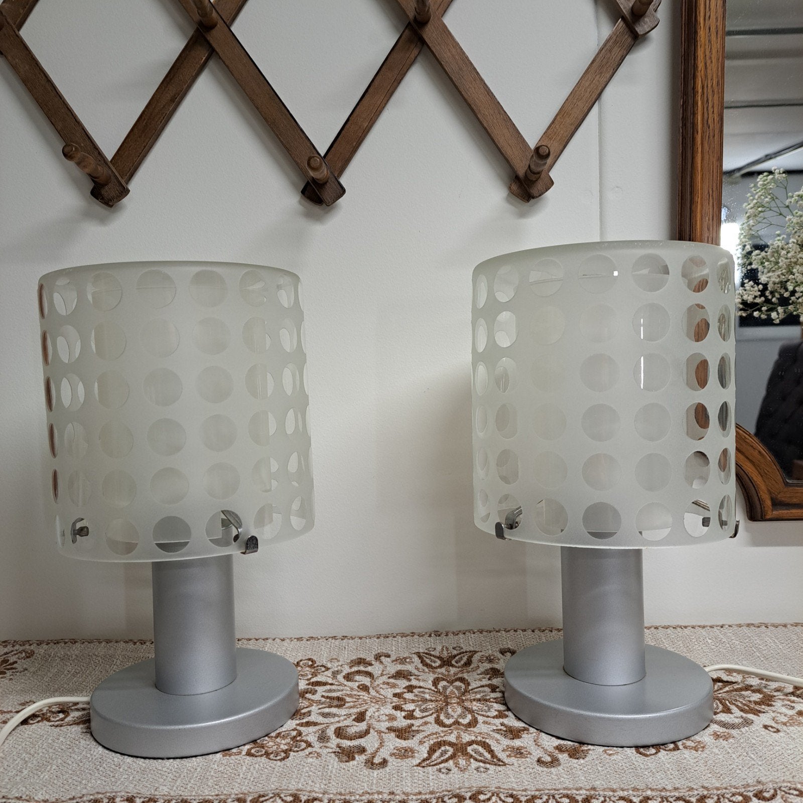 Prachtige vintage set Ikea Käre tafellampen, Gebruikt, Met schakelaar, Ophalen of Verzenden, Glas