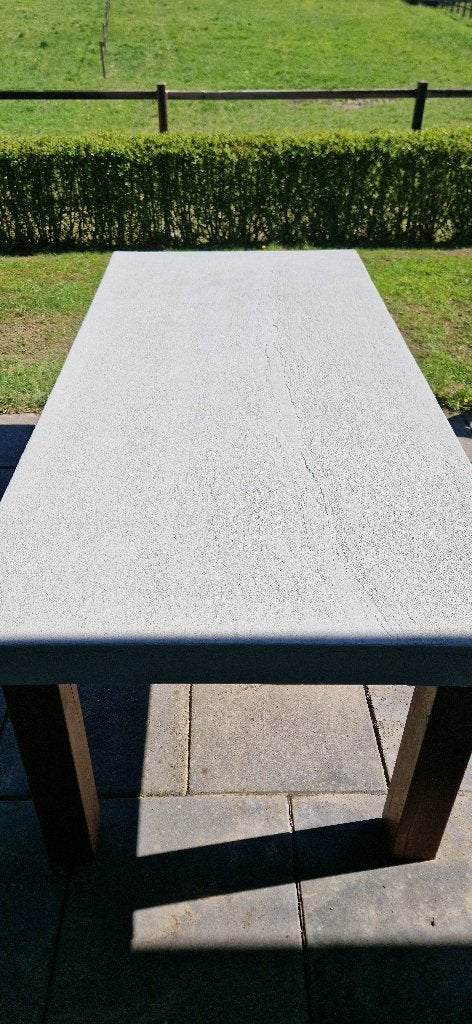 Zware houten tuintafel 210x100 cm, Tuin en Terras, Tuintafels, Ophalen, Gebruikt, Rechthoekig, Hout