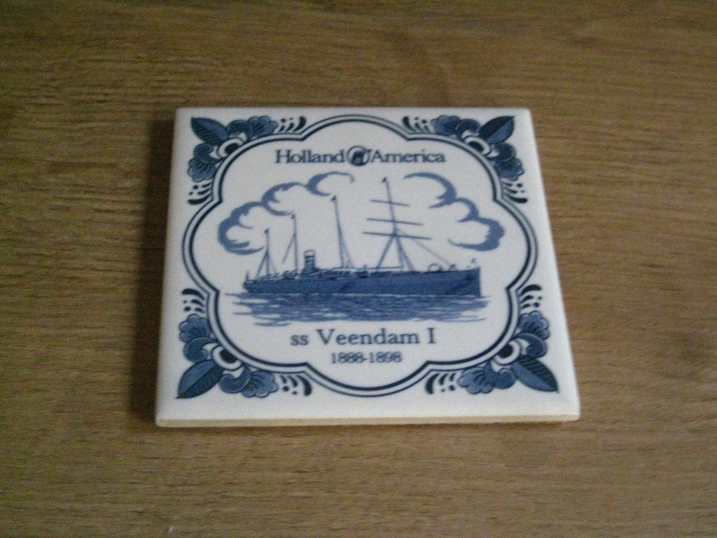 tegeltje/onderzetter ss veendamI 1888-1898 holland america, Verzamelen, Scheepvaart, Ophalen of Verzenden, Zo goed als nieuw, Overige typen