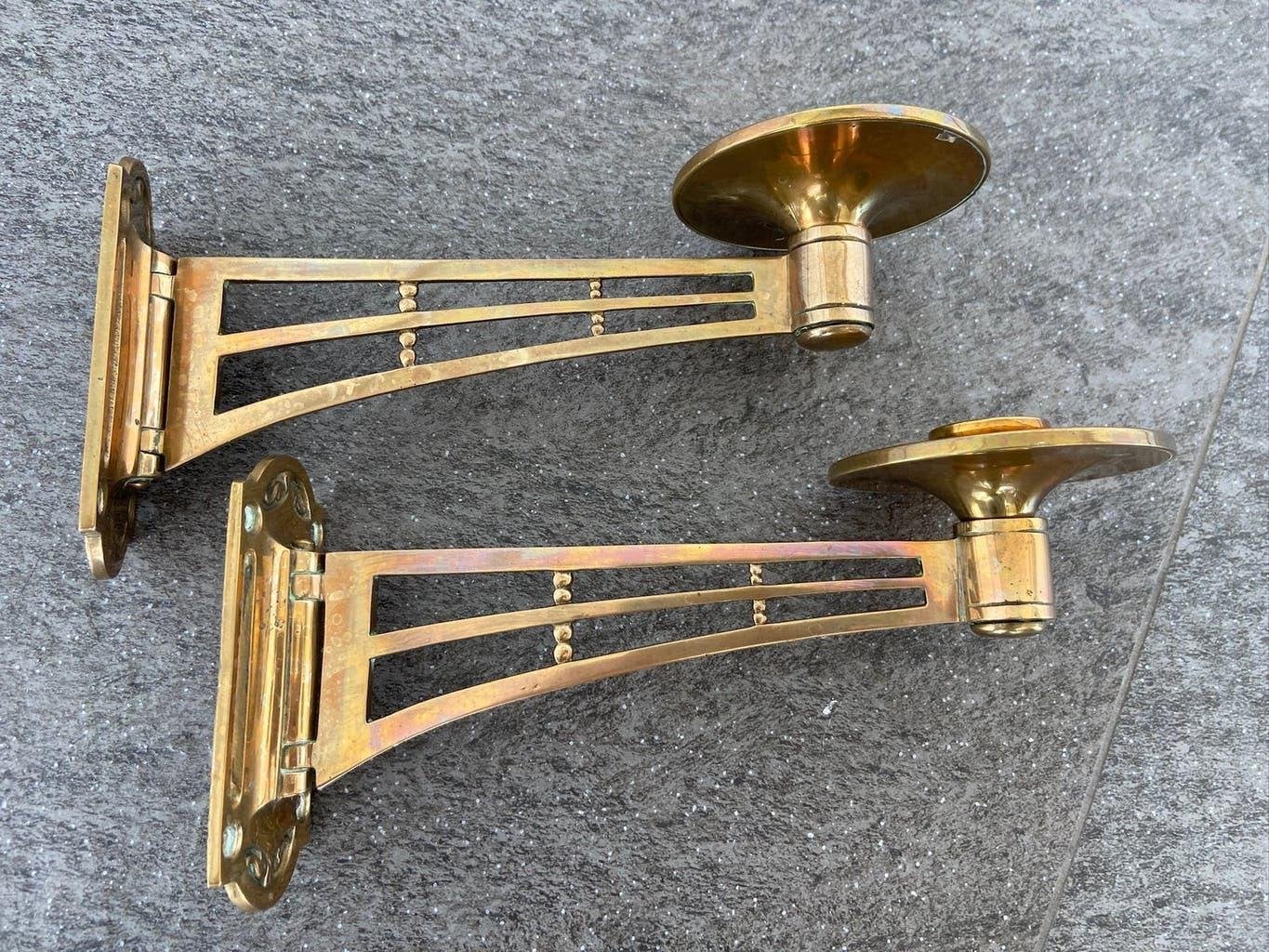 Antieke messing Piano Kandelaars Jugendstil Art Nouveau, Antiek en Kunst, Curiosa en Brocante, Ophalen of Verzenden